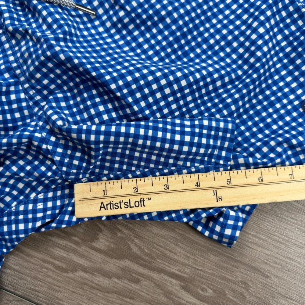 Tom & Teddy Mens Swim Trunks Gingham Check Blue White Size M